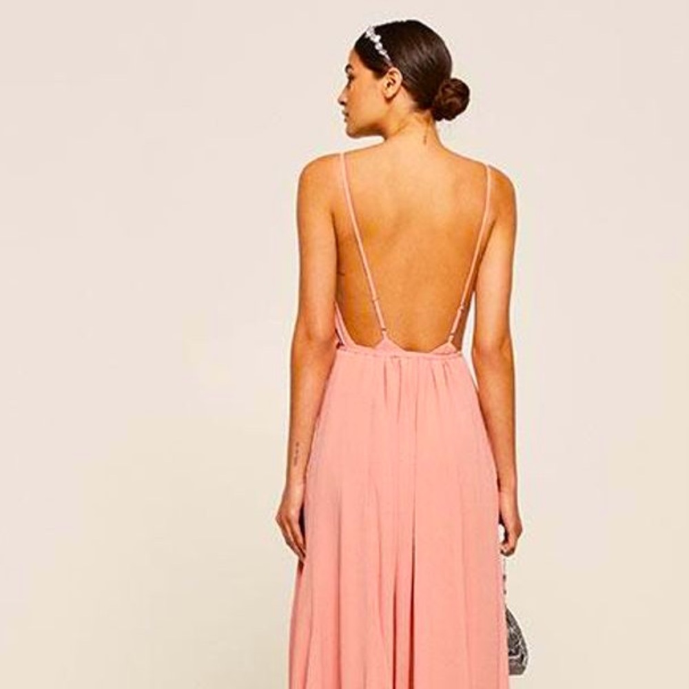 Reformation blush pink silk- like feel wrap around dress